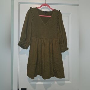 Madewell Womens Dress with Ruffled Sleeves